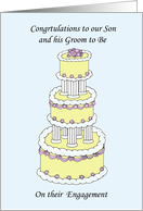 Congratulations Son and Groom to Be on Engagement Stylish Cake card