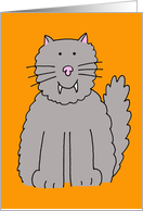 Happy Halloween Cute Grey Cartoon Cat with Fangs card