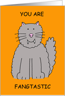 Happy Halloween Romantic Cartoon Cat You are Fangtastic card