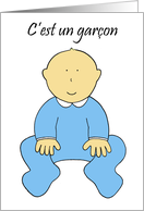C’est un Garcon it’s a Boy in French Cute Cartoon Baby card