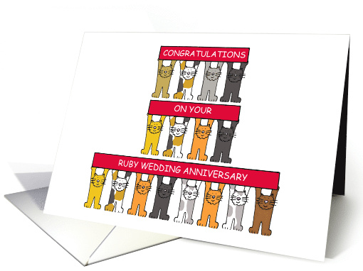 Congratulations on Ruby Wedding Anniversary Cute Cartoon Cats card