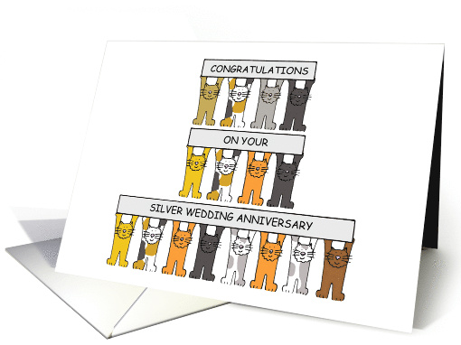 Silver Wedding Anniversary Congratulations Cute Cartoon Cats card