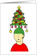 Happy Christmas to my Hairdresser Humorous Decorated Tree Hairstyle card