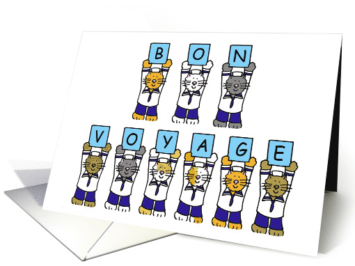 Bon Voyage, Cartoon Cats in Sailor Outfits. card (1347958)