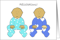 Flicitations French Congratulations Twin Babies Cute Cartoon card