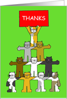Thanks for Christmas Gift Fun Cartoon Cats Holding a Sign Up card