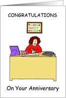 Congratulations on Work Anniversary for Her Cartoon Humor card