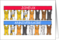 Joyeux Anniversaire Happy Birthday in French Cartoon Cats card
