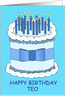 Happy Birthday Cartoon Cake and Candles to Personalize with Any Name card