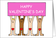 Happy Valentine’s Day Almost Naked Men Wearing Hearts Cartoon Humor card