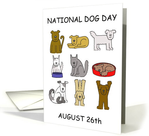 Happy National Dog Day August 26th Cute Cartoon Dogs card (1352234)