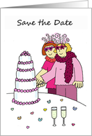 Save the Date Two Fun Cartoon Brides Wedding Civil Partnership card