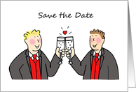 Save the Date Two Cartoon Gay Grooms Wedding Civil Partnership card