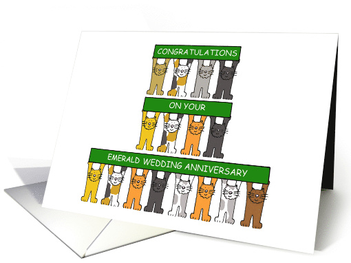 Emerald 55th Wedding Anniversary Congratulations Cartoon Cats card