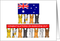 Marching Out Congratulations Australia Cartoon Cats and Flag card