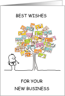 All the Best for Your New Business Venture Cartoon Person and Tree card