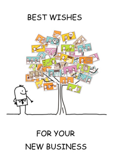 All the Best for Your New Business Venture Cartoon Person and Tree
