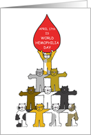 April 17th World Hemophilia Day Cute Cartoon Cats card