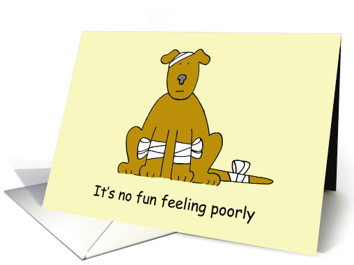 Get Well Soon for Dog Lover Cute Cartoon Puppy in Bandages card