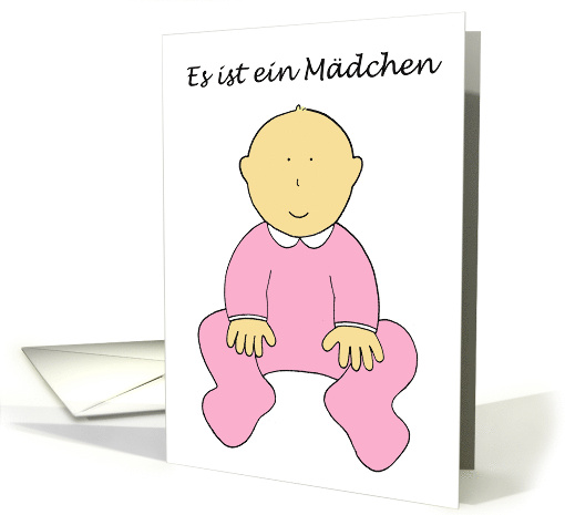 Es ist ein Mdchen New Baby Girl in German Cute Cartoon Baby card