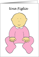 Una Figlia Baby Girl Announcement in Italian Cute Cartoon Baby card
