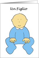Un Figlio New Baby Boy Announcement in Italian Cute Cartoon Baby card