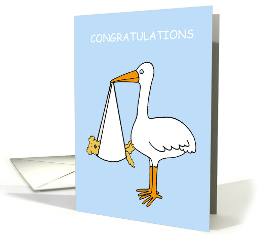 New Puppy Dog Fur Baby Pet Congratulations Cartoon Stork Humor card