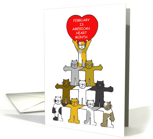 American Heart Month February Cartoon Cats with a Heart Sign card