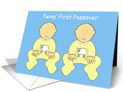 Twins' First Passover Cute Identical Cartoon Babies card (1361390)