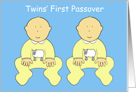 Twins’ First Passover Cute Identical Cartoon Babies card