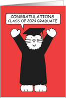 Congratulations Class of 2024 Graduate Cute Cartoon Cat in Outfit card