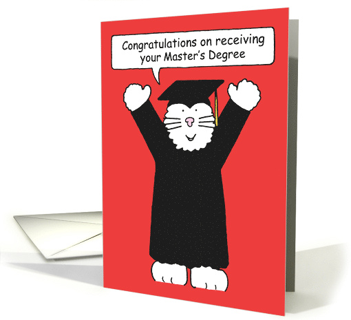Congratulations on Receiving Your Master's Degree Cartoon Cat card