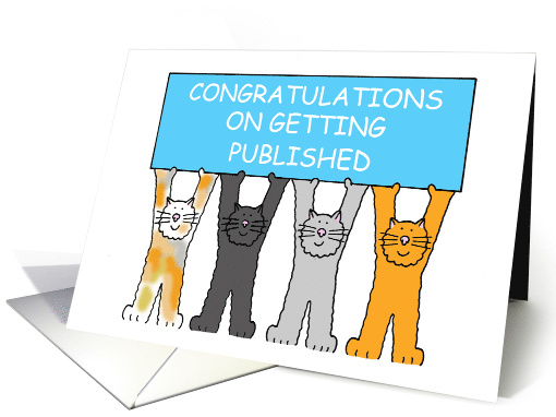 Congratulations on Getting Published Cartoon Cats Holding... (1362270)