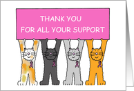 Breast Cancer Pink Ribbon Cats Thank you for your Support card