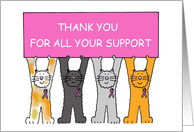 Breast Cancer Pink Ribbon Cats Thank You for Your Support card