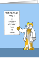 Speedy Recovery from Eye Surgery Cartoon Cat with Eye Chart card