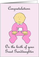 Congratulations on the Birth of Great Granddaughter Cartoon Baby Girl card