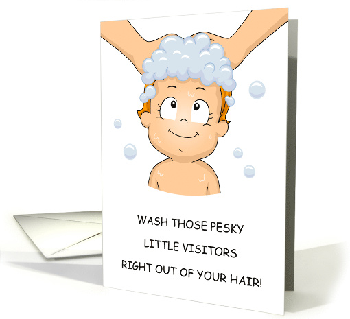 Cartoon Child Having Hair Washed Nitts Head Lice Shampoo... (1364504)