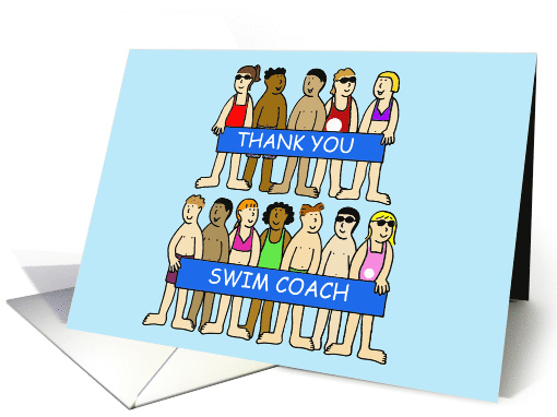Thank You Swimming Coach Cartoon Group of Children card (1365048)
