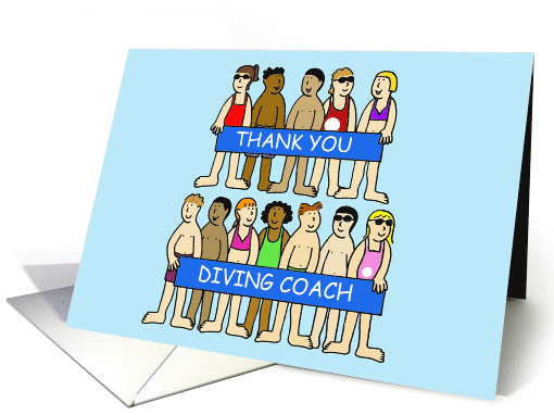 Thank You Diving Coach Cartoon Group of Youngsters card (1365050)