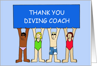 Thank You Diving Coach Humorous Cartoon Young People card