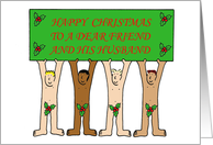 Happy Christmas to Dear Friend and His Husband Cartoon Hunks card