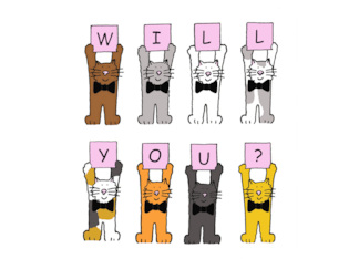 Will You be my Prom Date Cartoon Cats Wearing Bow Ties