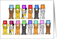 Stroke Recovery Cartoon Cats Holding Up Letters card