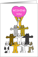 Speedy Recovery from a Stroke Cute Cartoon Cats Holding a Heart card