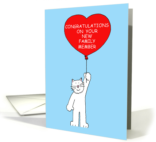 Congratulations on Getting a New Pet Cat Cartoon Cat with Balloon card