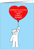 Congratulations on Getting a New Pet Cat Cartoon Cat with Balloon card