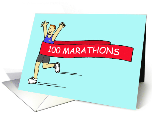 100 Marathons Congratulations for Male Runner Cartoon card (1368612)