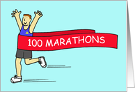 100 Marathons Congratulations for Male Runner Cartoon card