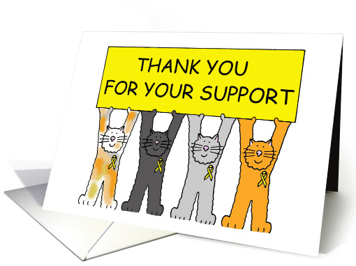 Yellow Ribbon Thank You for All Your Support Cartoon Cats card